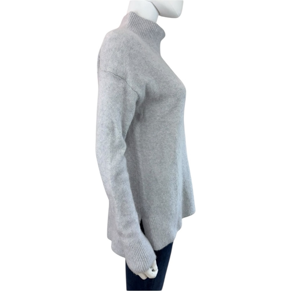 WHITE + WARREN Gray Cashmere Blend Mock Neck Sweater Size L - Picture 4 of 8